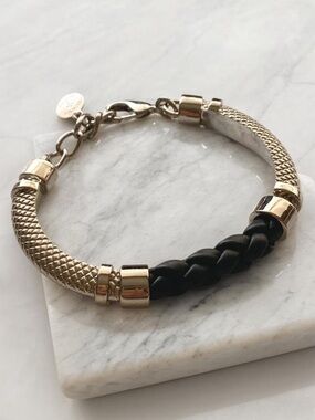 Black Braided Bracelet Mixed Metal Bracelet